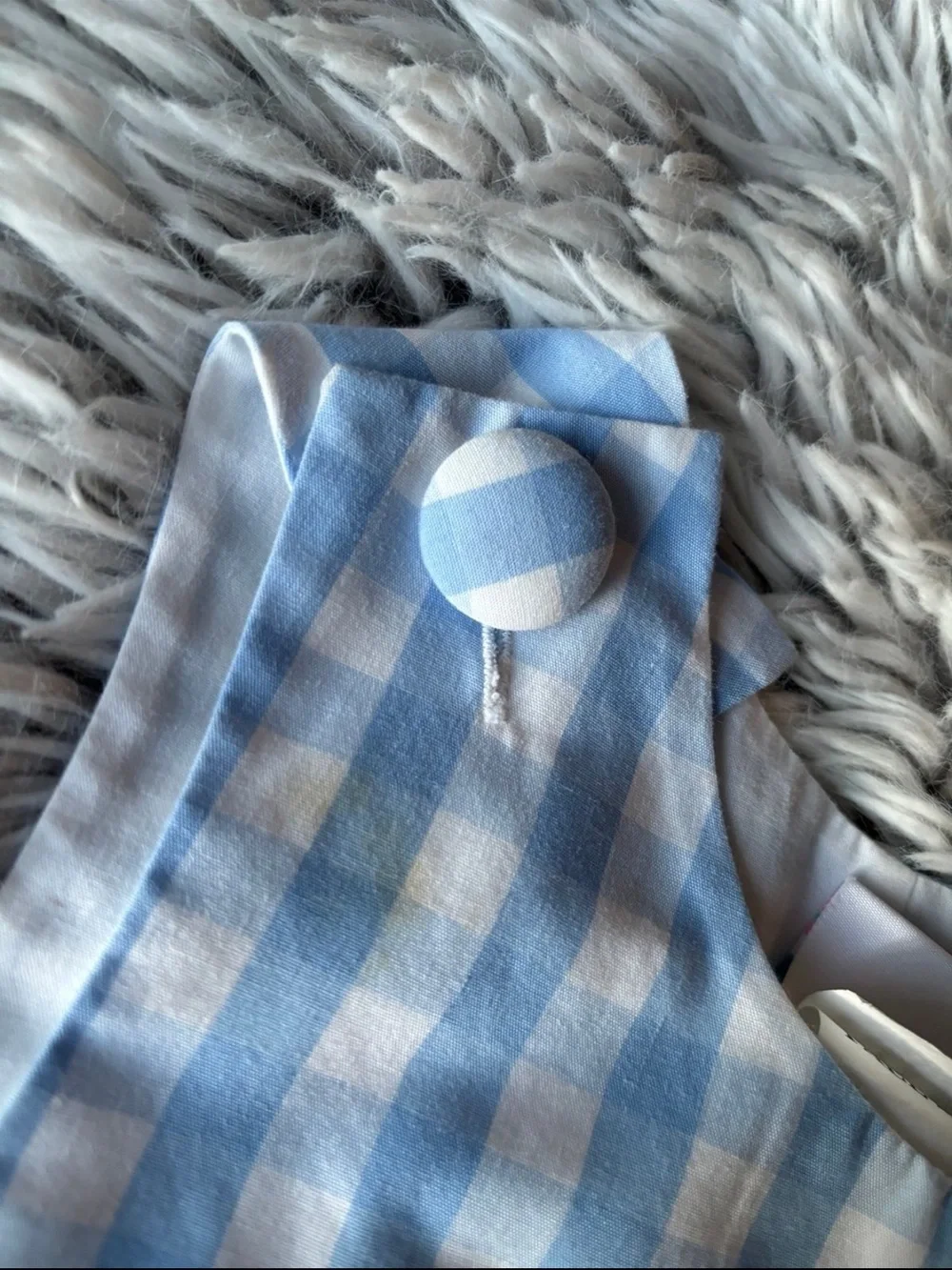Blue Gingham Smocked Kids Shortall with School Motifs